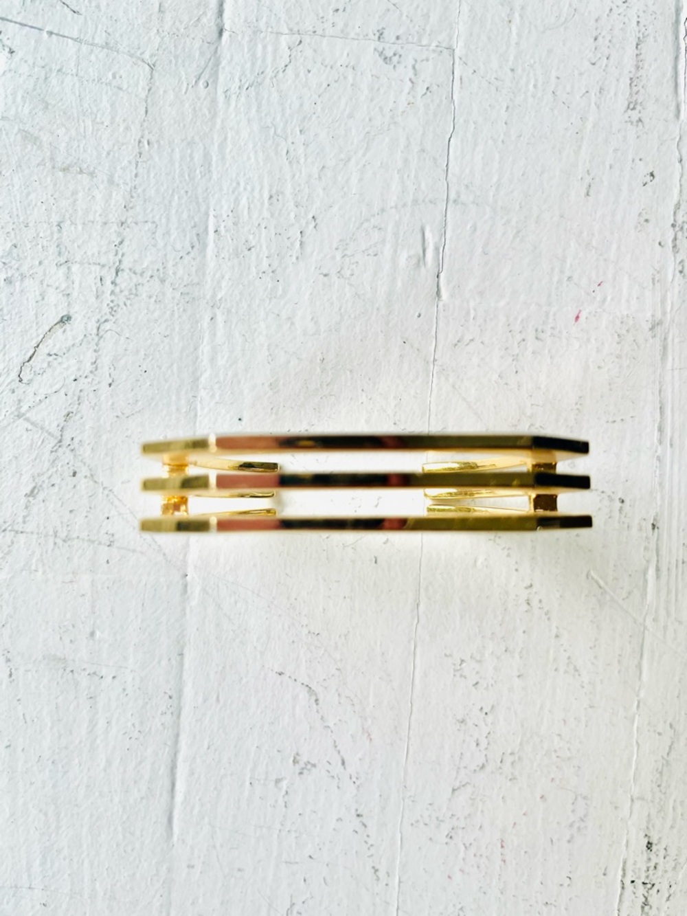 Club Monaco Stacked Gold Tone Geometric Cuff Bracelet - Picture 3 of 5